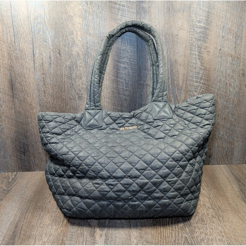 MZ Wallace Quilted Nylon Metro Tote Bag in Charcoal / Dark Grey – Gold Hardware